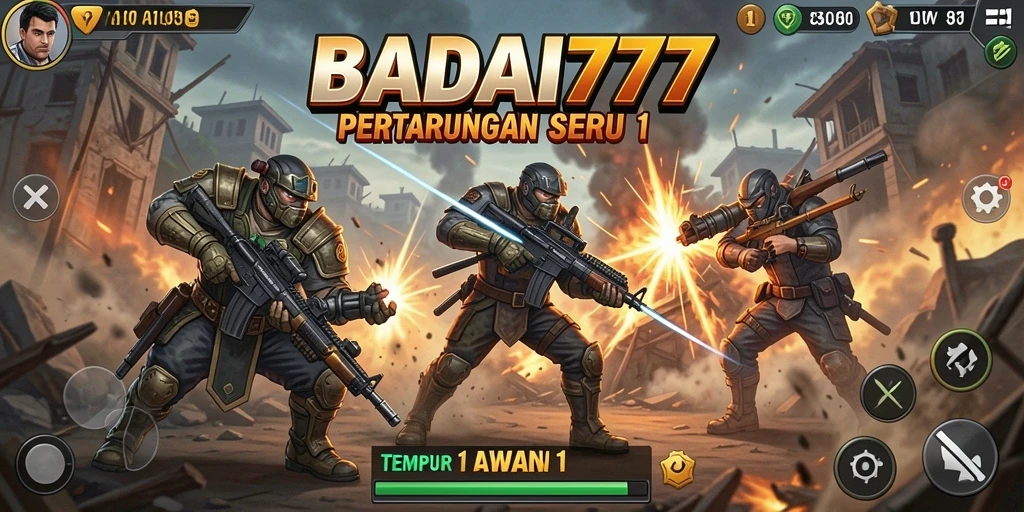 Tampilan antarmuka BADAI777 saat pertarungan 1 lawan 1.