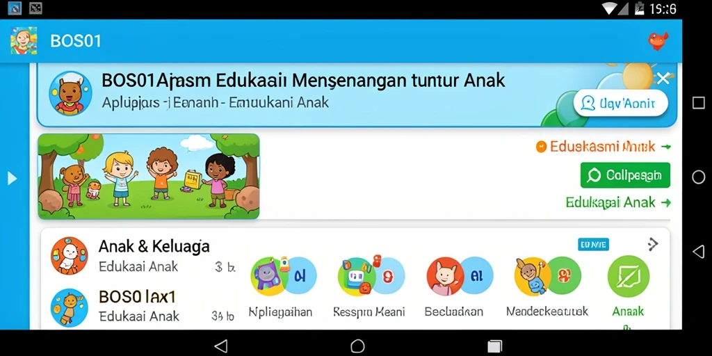 Tampilan antarmuka BOS01 yang menarik untuk belajar anak.