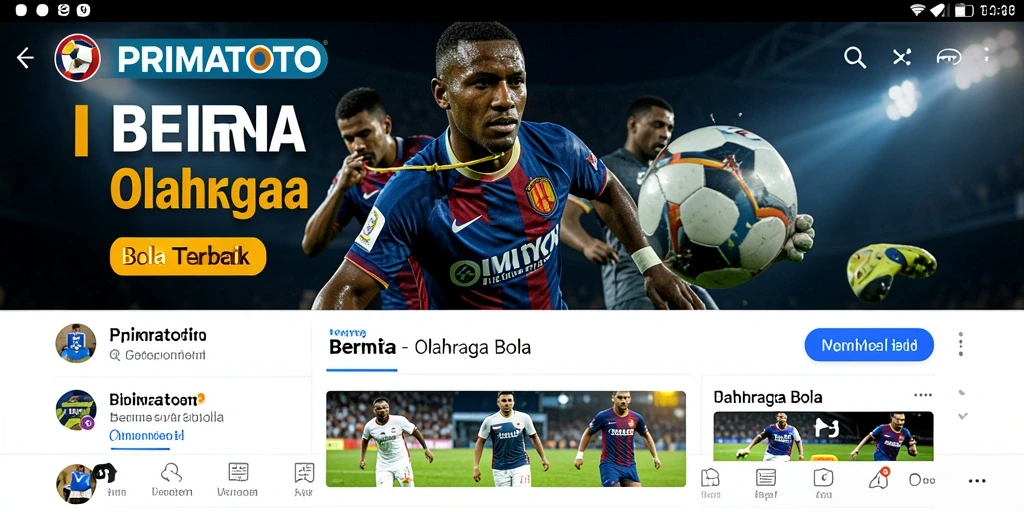 Screenshot antarmuka PRIMATOTO yang menunjukkan berita olahraga bola terbaru.