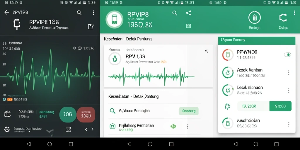 Antarmuka aplikasi RPVIP8 yang menampilkan pemantauan detak jantung.