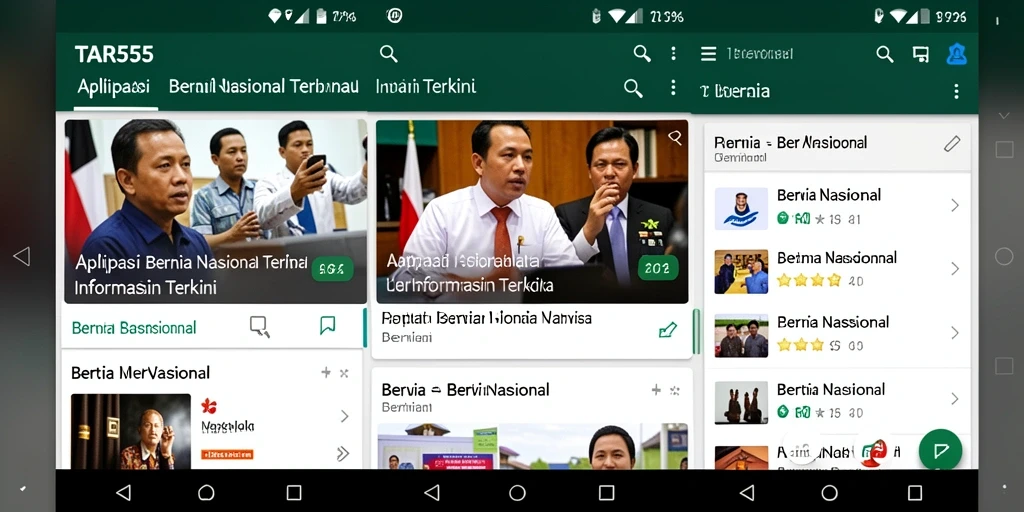 Tampilan antarmuka aplikasi berita nasional TAR555.