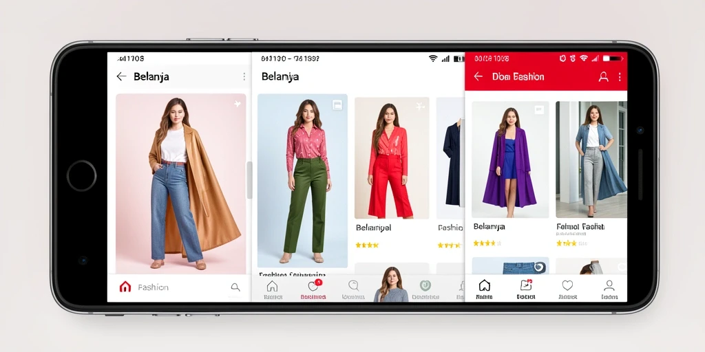 Tampilan antarmuka aplikasi V07 yang memudahkan belanja Fashion.