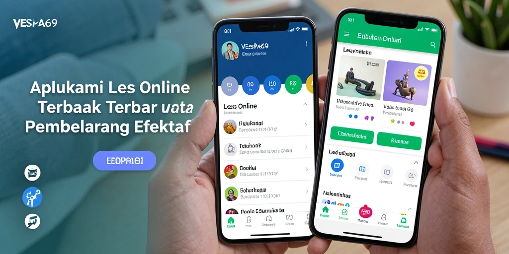 Tampilan antarmuka VESPA69 yang menarik dengan fitur Les Online.